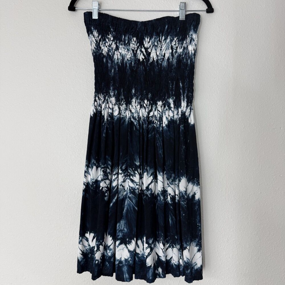 Womens Tie Dye Summer Sun Dress Strapless Fits Medium/Large Smocked Short Fourth
